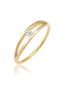 Verlobungsring Elli DIAMONDS "Ring Verlobung Wellen Diamant (0.06 ct.) 585 Gelbgold" Gr. 58, gold, Fingerringe, Damen, 58, Gelbgold 585, Verlobungsring