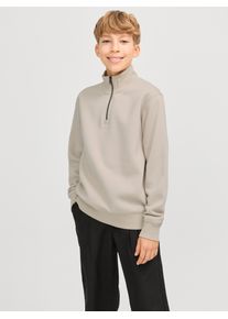 Jack & Jones Sweatshirt JACK & JONES JUNIOR "JJEBRADLEY SWEAT HALF ZIP NOOS JNR", Jungen, Gr. 140, gelb (moonbeam), angeraute Sweatware, Obermaterial: 61% Polyester, 39% Baumwolle, unifarben, relaxed fit normal, ohne Ausschnitt, Rippb&uuml;ndchen, Sweatshirts Sweatshirt