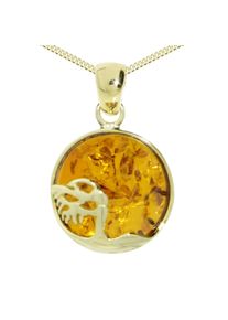 Kette mit Anh&auml;nger OSTSEE-SCHMUCK "- Windfl&uuml;chter 16 mm - Silber 925/000, vergoldet - Bernstein" Gr. 50, gold (goldfarben, gelb), Schmuck_Sets, Damen, 50, Silber 925 (Sterlingsilber), Kette mit Anh&auml;nger