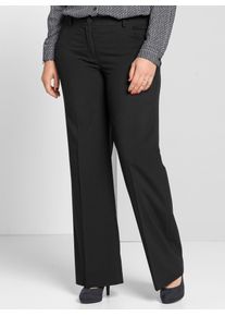 B&uuml;gelfaltenhose sheego, Damen, Gr. 46, Normalgr&ouml;&szlig;en, schwarz, 64% Polyester, 34% Viskose, 2% Elasthan, unifarben, Hosen B&uuml;gelfaltenhose