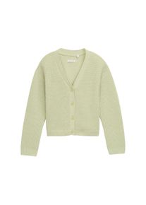 Strickjacke Tom Tailor, M&auml;dchen, Gr. 140, gr&uuml;n (seed gr&uuml;n), Strick, Obermaterial: 100% Polyester, unifarben, regular fit h&uuml;ftlang, V-Ausschnitt, Strickb&uuml;ndchen, Strickjacken Strickjacke, mit V-Ausschnitt und Knopfleiste