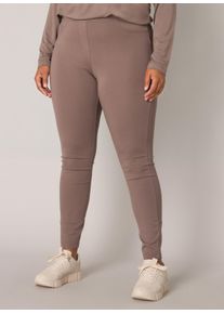 Treggings Base Level Curvy, Damen, Gr. 46, N-Gr, grau (schwarz taupe), Web, Obermaterial: 65% Viskose, 30% Nylon, 5% Elasthan, unifarben, regular fit lang, Hosen Treggings, mit elastischem Bund und angedeuteten Eingrifftaschen