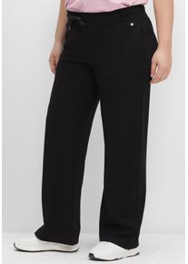 Sporthose sheego, Damen, Gr. 46, Normalgr&ouml;&szlig;en, schwarz, 70% Viskose, 26% Polyamid, 4% Elasthan, unifarben, Hosen Sporthose