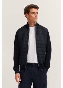 Sweatjacke Bugatti "Basic Essential", Herren, Gr. XL, blau (marine), Sweatware, 90% Baumwolle, 10% Polyester, unifarben, normal, ohne Ausschnitt, Rippb&uuml;ndchen, Sweatjacken Sweatjacke, Modern Fit in Stepp-Optik