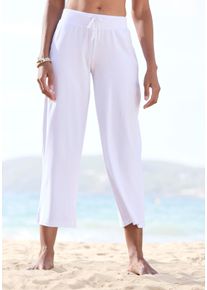 Beach Time 7/8-Strandhose BEACHTIME, Damen, Gr. 40/42, N-Gr, wei&szlig;, Jersey, Obermaterial: 95% Baumwolle, 5% Elasthan, figurumspielend 7/8-L&auml;nge, Hosen 7/8-Strandhose, aus weichem Jersey, Wide-Leg, Jogginghose, Relaxhose, Topseller