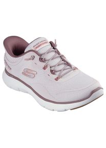 Slip-On Sneaker Skechers "Flex Appeal 5.0 - Easy Breezy", Damen, Gr. 41, lila (hellmauve), Textil, Schuhe Slip-On Sneaker, Sportschuh, Freizeitschuh mit Skechers Hands Free Slip-ins