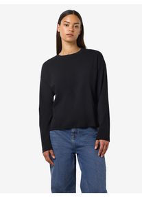 Langarmshirt Noisy may "NMMOCCA L/S REGULAR FIT TOP JRS FWD NOOS", Damen, Gr. XL, schwarz, Jersey, Obermaterial: 95% Baumwolle, 5% Elasthan, unifarben, normal, Rundhals, Shirts Langarmshirt
