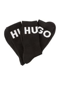 Freizeitsocken HUGO UNDERWEAR "3P QS ICONIC CC 1", Damen, Gr. 43-46, schwarz (schwarz 001), Baumwollmischung, elastisch, Socken Freizeitsocken, mit HUGO Logostickerei in Kontrastfarbe