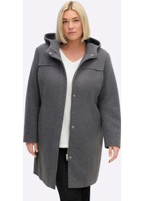 Wintermantel sheego, Damen, Gr. 42, anthrazit, meliert, 90% Polyester, 10% Wolle, M&auml;ntel Wintermantel