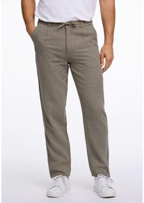 Leinenhose LINDBERGH, Herren, Gr. L, N-Gr, army, Stoff, Obermaterial: 55% Baumwolle, 45% Leinen, unifarben, relaxed fit normal, Hosen Leinenhose, mit Kordelzug und elastischem Bund