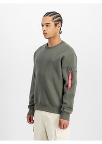 Sweatshirt Alpha Industries "Label Sweater BP", Herren, Gr. XXL, gr&uuml;n (schwarz olive), angeraute Sweatware, Obermaterial: 80% Baumwolle, 20% Polyester, bedruckt, regular fit normal, Rundhals, Rippb&uuml;ndchen, Sweatshirts Sweatshirt