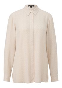 Langarmbluse comma, Damen, Gr. 38, beige (beige aop), Web, Obermaterial: 100% Viskose, ca. Mitte Oberschenkel, Rundhals, Blusen Langarmbluse, aus Viskose, mit Minimal-Muster