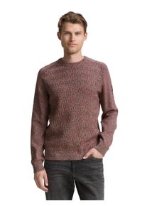 Strickpullover Tom Tailor, Herren, Gr. M, gr&uuml;n (rot gr&uuml;n multicolor), Strick, Obermaterial: 100% Baumwolle, meliert, regular fit taillenbedeckt, Rundhals, Pullover Strickpullover, mit Logo Stickerei am Arm
