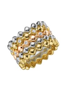 Silberring "Ring 5-teilig mit Zirkonia, tricolor, Silber 925" Gr. 60, bunt (silber, ros&eacute; vergoldet, silber vergoldet), Giorgio Martello MILANO, Fingerringe, Damen, 60, Silber 925 (Sterlingsilber), Silberring