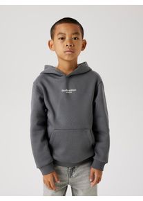 Kapuzensweatshirt name it "NKMBRODY LS NREG SWEAT WH BRU NOOS", Jungen, Gr. 116, grau (lava smoke), Sweatware, Obermaterial: 70% Baumwolle, 30% Polyester, meliert, unifarben, normal normal, Rundhals, Rippb&uuml;ndchen, Sweatshirts Kapuzensweatshirt, mit kleinem Logoprint