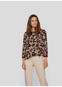 3/4-Arm-Shirt Rabe, Damen, Gr. 38, braun (schoko), Jersey, Obermaterial: 95% Viskose, 5% Elasthan, bedruckt, mehrfarbig, regular fit normal, Rundhals, elastischer Bund, Shirts 3/4-Arm-Shirt, gestreift mit Allover-Print