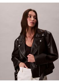 Lederimitatjacke Calvin Klein Jeans "FAUX LEATHER MOTO JACKET W/BELT", Damen, Gr. XXL (46), schwarz (schwarz beauty), Web, Obermaterial: 100% Polyester, unifarben, regular fit kurz, V-Ausschnitt, &Auml;rmel mit &Auml;rmelschlitz abgesteppte Kante mit Rei&szlig;verschluss, Jacken Lederimitatjacke, Mit V-Ausschnitt