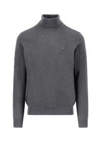 Strickpullover Fynch-Hatton, Herren, Gr. XXL, steel, Strick, Obermaterial: 100% Baumwolle, unifarben, regular fit taillenbedeckt, ohne Ausschnitt, Rippb&uuml;ndchen, Pullover Strickpullover, mit Logo Stickerei