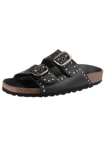 Pantolette VERBENAS "Randell Napa Tachas", Damen, Gr. 40, schwarz, Leder, unifarben, Schuhe Pantolette, Sommerschuh, Hausschuh, Strandschuh mit Nietenverzierung