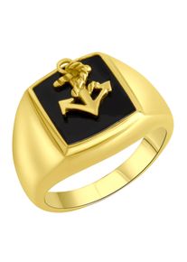 Fingerring Firetti "Schmuck Geschenk Silber 925 Silberring Anker" Gr. 64, schwarz (gelbgoldfarben, schwarz), Fingerringe, Herren, 64, Silber 925 (Sterlingsilber), 3mm, Fingerring