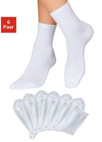 H.I.S. Socken H.I.S, Damen, Gr. 39-42, wei&szlig; (6x wei&szlig;), Baumwolle, Elasthan, Polyamid, uni, elastisch, Socken Socken, mit bequemem Frottee