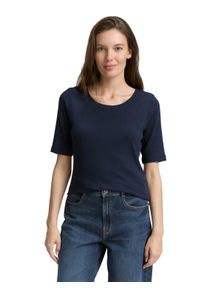 T-Shirt Tom Tailor, Damen, Gr. M, blau (sky captain blau), Jersey, Obermaterial: 97% Baumwolle, 3% Elasthan, unifarben, normal h&uuml;ftbedeckend, Rundhals, Shirts T-Shirt, mit gro&szlig;em Rundhalsausschnitt