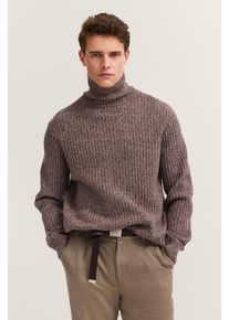 Rollkragenpullover Bugatti "Regular Fit", Herren, Gr. M, 20, braun, Rippstrick, 80% Wolle, 20% Polyamid, unifarben, regular fit, ohne Ausschnitt, Rippb&uuml;ndchen, Pullover Rollkragenpullover, Grobstrick aus einem Wollmix