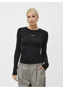 Langarmshirt LEGER "Vianne, LeGer by Lena Gercke", Damen, Gr. 44, schwarz, wei&szlig; contrast, Jersey, Obermaterial: 95% Viskose, 5% Elasthan, unifarben, regular fit normal, Rundhals, eingesetzt abgesteppte Kante, Shirts Langarmshirt, Regular fit mit Rundhalsausschnitt