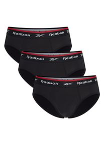 Slip Reebok "WIGGINS", Herren, Gr. XL (7), schwarz, Obermaterial: 92% Polyester, 8% Elasthan, bedruckt, unifarben, eng, Unterhosen Slip, basic, bequem, atmungsaktiv, mit Logo, breiter Bund