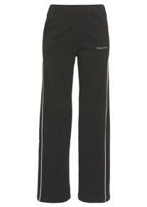 Loungehose Lascana, Damen, Gr. 44/46, N-Gr, schwarz, Sweatware, Obermaterial: 100% Baumwolle, bestickt, unifarben, bequem lang, Hosen Loungehose, Loungeanzug