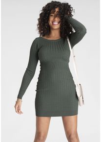 Strickkleid Melrose, Damen, Gr. 38, N-Gr, grau (graugr&uuml;n), Feinstrick, Obermaterial: 50% Viskose, 26% Polyamid, 24% Polyester, Zopfmuster, unifarben, sehr figurbetont mini, U-Boot-Ausschnitt, Rippstrickb&uuml;ndchen, Kleider Strickkleid, feminine Passform aus Viskosemischung mit Zopfmuster