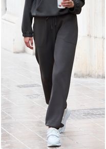 Loungehose Copenhagen Studios, Damen, Gr. 44/46, N-Gr, grau (dunkelgrau), Sweatware, Obermaterial: 54% Modal, 40% Polyester, 6% Elasthan, unifarben, bequem lang, Hosen Loungehose, extra softes Material