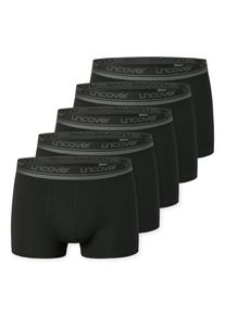 Boxer uncover by Schiesser "Uncover Cotton", Herren, Gr. S, schwarz (000, schwarz), Single Jersey, Obermaterial: 95% Baumwolle, 5% Elasthan, k&ouml;rpernah, Unterhosen Boxer, ohne Eingriff, elastisch, Single Jersey, Logo-Bund