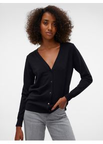 V&eacute;ro Moda Strickjacke VERO MODA "VMSILJE LS V-NECK CARDIGAN GA NOOS", Damen, Gr. XS, schwarz, Feinstrick, Obermaterial: 77% Viskose, 23% Polyester, unifarben, Basic, loose fit h&uuml;ftbedeckend, V-Ausschnitt, Strickb&uuml;ndchen, Strickjacken Strickjacke
