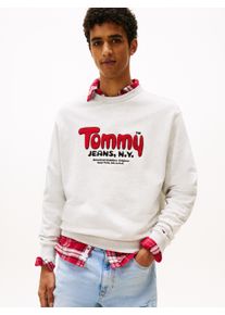 Sweatshirt Tommy Jeans "BOUCLE", Herren, Gr. M, grau (lt grau htr), Sweatware, Obermaterial: 100% Baumwolle, unifarben, relaxed fit normal, Rundhals, eingesetzt B&uuml;ndchen, Sweatshirts Sweatshirt, Relaxed fit mit Rundhalsausschnitt