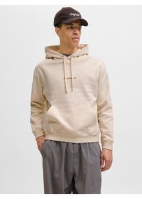Jack & Jones Kapuzensweatshirt JACK & JONES "JORNORREBRO EMB SWEAT HOOD NOOS", Herren, Gr. S, wei&szlig; (antique wei&szlig;), angeraute Sweatware, Obermaterial: 89% Baumwolle, 11% Polyester, unifarben, relaxed fit normal, Rundhals, Rippb&uuml;ndchen, Sweatshirts Kapuzensweatshirt, mit Logo Print