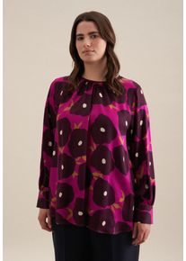 Shirtbluse Seidensticker "Schwarze Rose", Damen, Gr. 3XL46, pink, 100% Viskose, gemustert, regular fit, Rundhals, Blusen Shirtbluse, Langarm Rundhals Druck