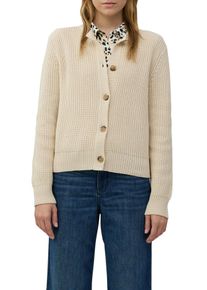 Strickjacke s.Oliver, Damen, Gr. 44, beige, Strick, Obermaterial: 60% Baumwolle, 40% Polyacryl, Strukturmuster, regular fit taillenbedeckt, Rundhals, Rippb&uuml;ndchen, Strickjacken Strickjacke, mit Struktur