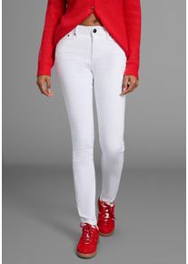 Slim-fit-Jeans Arizona "Shaping", Damen, Gr. 48, N-Gr, wei&szlig;, Jeans, Obermaterial: 98% Baumwolle, 2% Elasthan, Basic, sehr schmal lang, Jeans Slim-fit-Jeans, enge Passform, R&ouml;hrenjeans, Used-Look-Waschung, hohe Leibh&ouml;he, Topseller