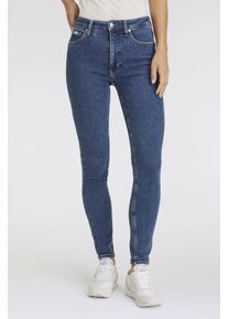 Skinny-fit-Jeans Calvin Klein Jeans "HIGH RISE SKINNY", Damen, Gr. 26, L&auml;nge 32, blau (denim medium), Denim/Jeans, Obermaterial: 94% Baumwolle, 4% Elastomultiester, 2% Elasthan, unifarben, skinny fit lang, Jeans Skinny-fit-Jeans, stone washed