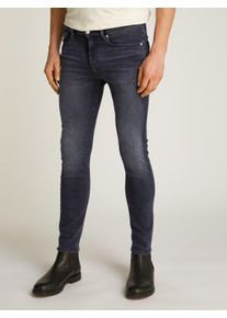 Stretch-Jeans Calvin Klein Jeans "SKINNY", Herren, Gr. 32, L&auml;nge 34, schwarz (schwarz denim), Denim/Jeans, Obermaterial: 92% Baumwolle, 6% Elastomultiester, 2% Elasthan, unifarben, skinny fit lang, Jeans Stretch-Jeans, Coinpocket, Logostickerei