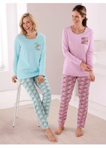 w&auml;schepur Schlafanzug W&Auml;SCHEPUR, Damen, Gr. 44/46, beige (mint, ecru, bedruckt, ros&eacute;, ecru, bedruckt), 100% Baumwolle, Homewear-Sets Schlafanzug