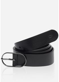 Lederg&uuml;rtel Tom Tailor "TT-HOPE", Damen, Gr. 100, schwarz, Rindsleder, unifarben, G&uuml;rtel Lederg&uuml;rtel, Logo-Blindpr&auml;gung auf der Spitze