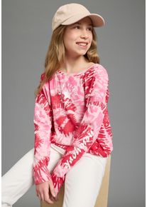 Fledermausshirt Kidsworld "Batik-Optik Shirt", M&auml;dchen, Gr. 176/182, pink batik, Single Jersey, Obermaterial: 100% Baumwolle, bedruckt, figurbetont h&uuml;ftlang, Rundhals, Fledermaus&auml;rmel abgesteppte Kante, Shirts Fledermausshirt, Langarm, mit Gummizug am Saum, stylischer Aufdruck