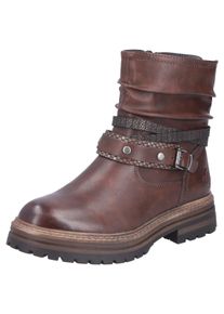 Winterstiefelette Rieker, Damen, Gr. 39, kastanie, Lederimitat, used, Basic, Schuhe Winterstiefelette, Boots, Blockabsatz, mit Zierriemchen am slouchy Schaft