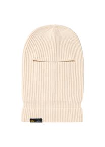 Sturmhaube Alpha Industries "Label Balaclava", Herren, Gr. onesize, wei&szlig; (jet stream wei&szlig;), Obermaterial: 47% Viskose, 30% Nylon, 23% Polyester, M&uuml;tzen Sturmhaube