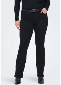 Schlagjeans Only CARMAKOMA "CARSALLY", Damen, Gr. 46, L&auml;nge 32, schwarz (schwarz, denim), Denim/Jeans, Obermaterial: 56% Baumwolle, 39% Polyester, 3% Viskose, 2% Elasthan, bootcut fit lang, Jeans Schlagjeans