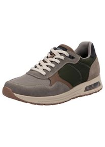 Sneaker Rieker, Herren, Gr. 42, beige (beige kombiniert), Lederimitat, Textil, Veloursleder, Schuhe Sneaker, Schn&uuml;rschuh, Halbschuh, Freizeitschuh mit gepolstertem Schaftrand