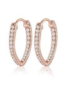 Paar Creolen Elli "Ohrringe Creolen Oval Zirkonia Wei&szlig; 925 Sterling Silber" Gr. 26, rosa (rosegold), Ohrringe, Damen, mit Stein, Silber 925 (Sterlingsilber), Paar Creolen