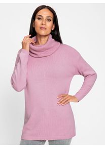 Longpullover Heine "Longpullover", Damen, Gr. 42, rosa (ros&eacute;), 50% Baumwolle, 50% Polyacryl, unifarben, Pullover Longpullover